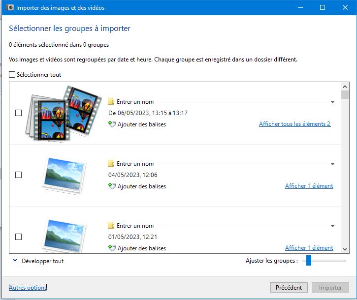 parametrage transfert photos