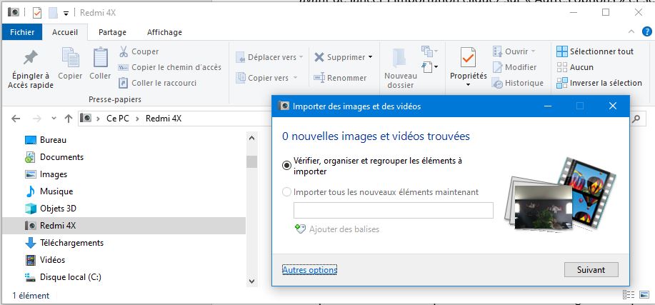 parametrage transfert photos